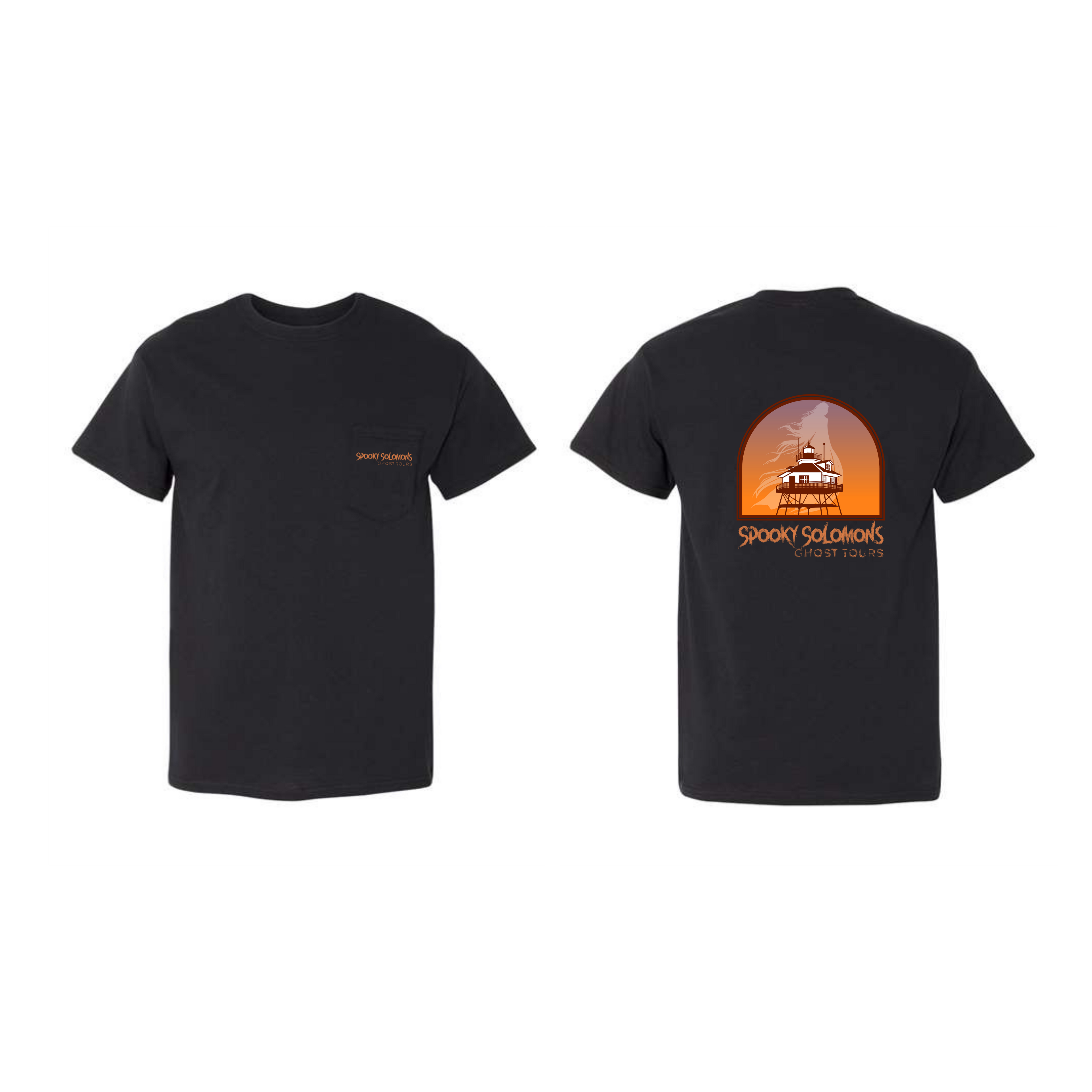 Spooky Solomon's Ghost Tour Pocket T-Shirt Gildan G530