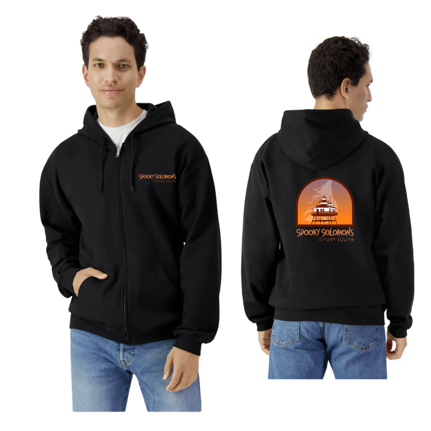 Spooky Solomon's Ghost Tour Zippered Hoodie Gildan SF600