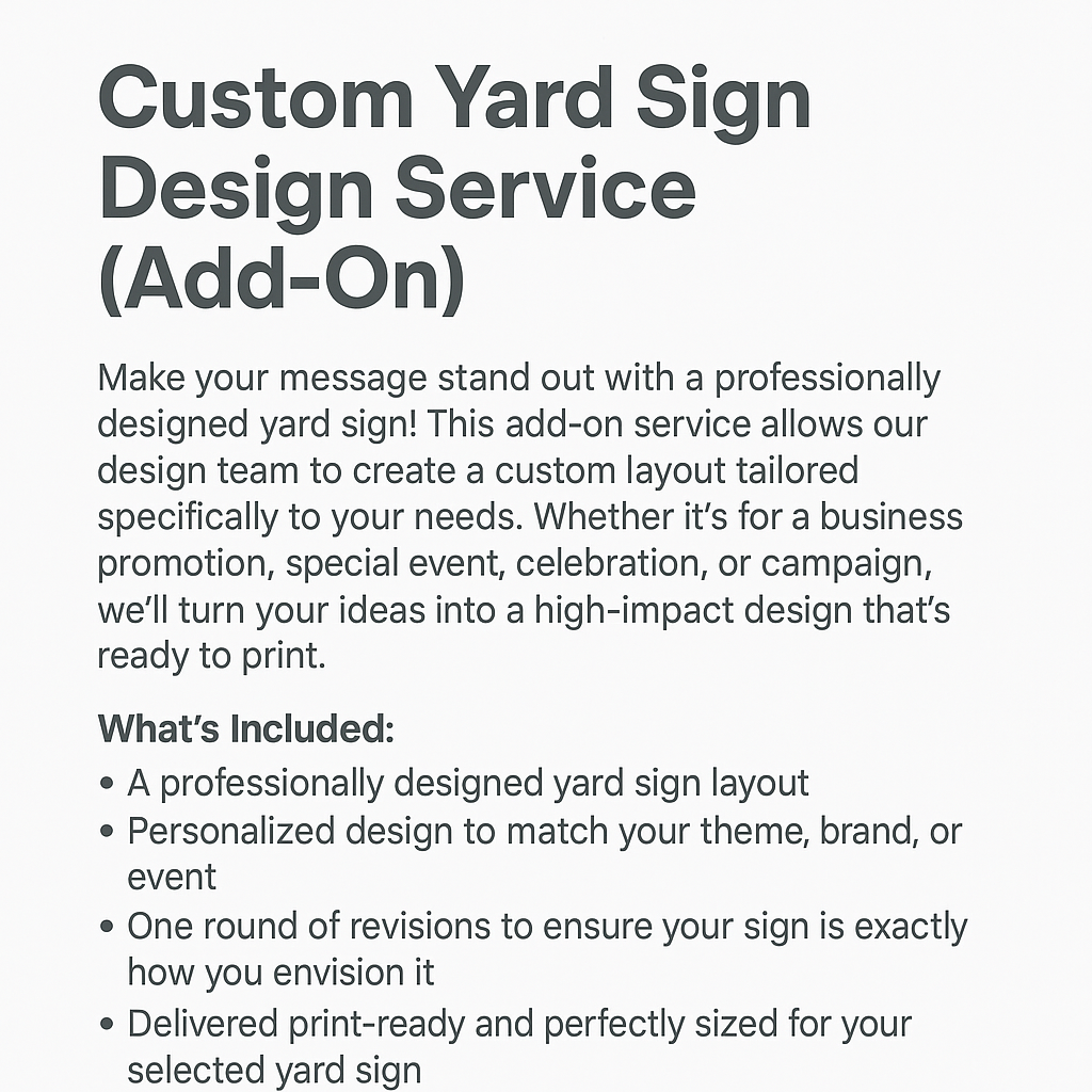 Custom Yard Sign Design Service