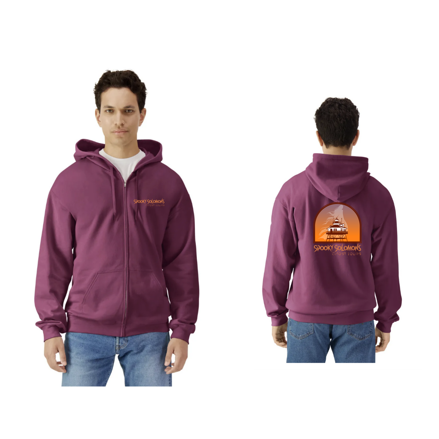Spooky Solomon's Ghost Tour Zippered Hoodie Gildan SF600