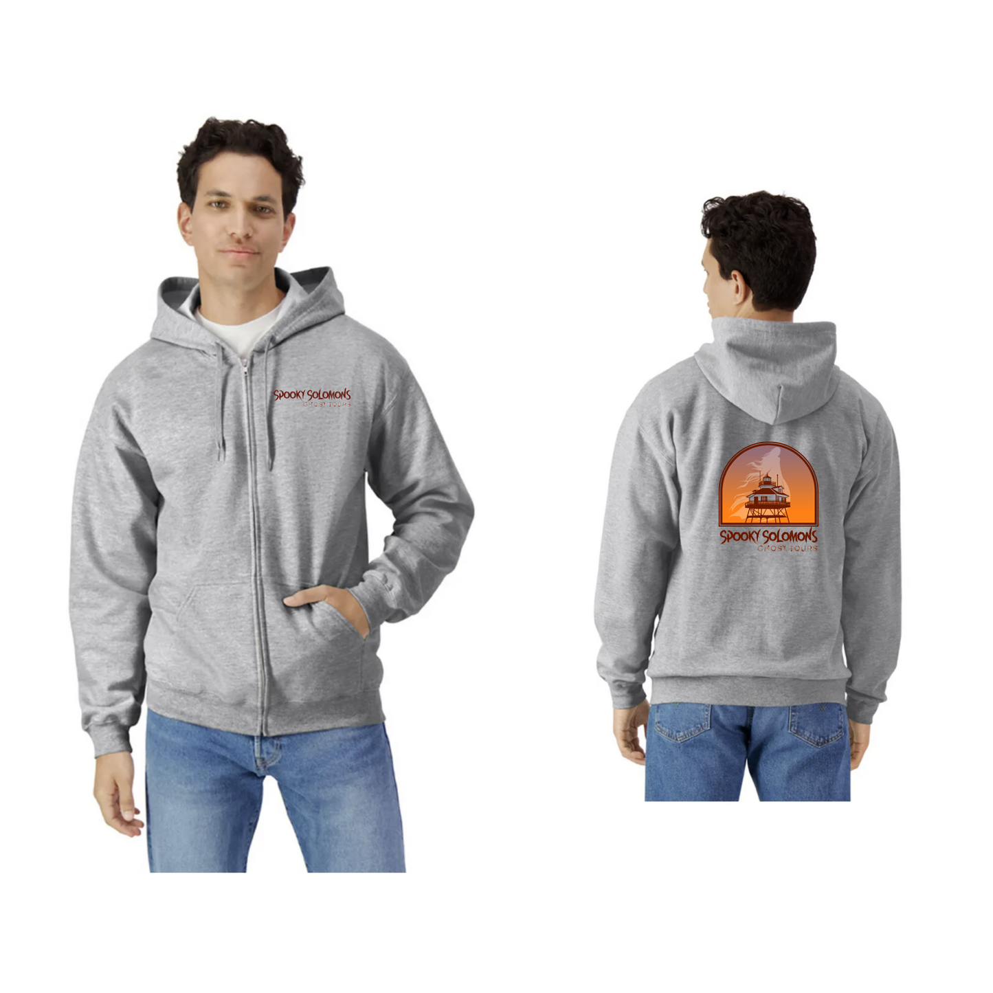 Spooky Solomon's Ghost Tour Zippered Hoodie Gildan SF600